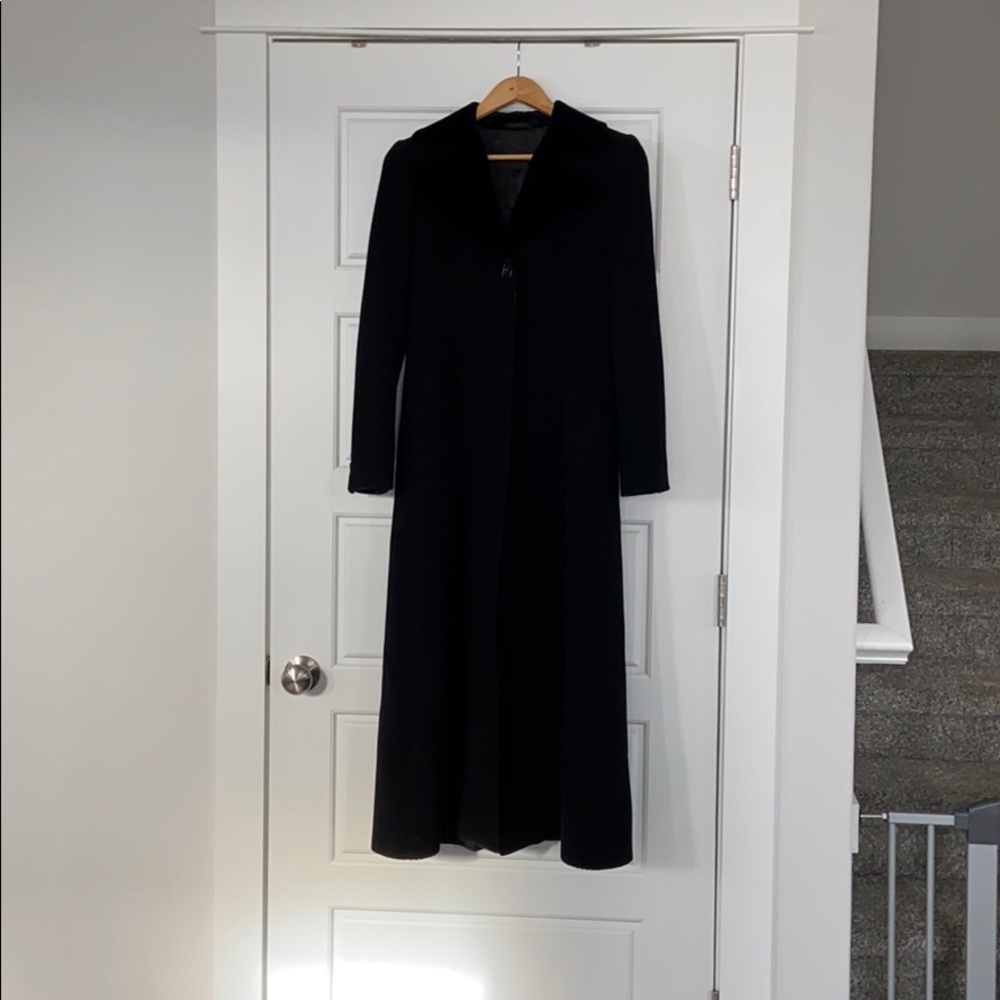 Emporio Armani wool with velvet trim trench coat